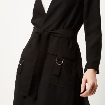 Black belted duster coat